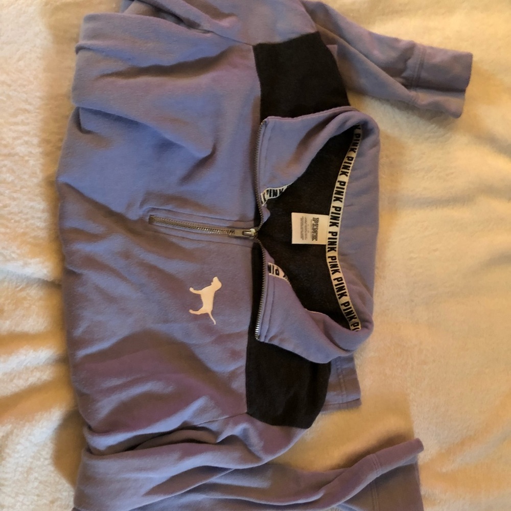 PINK zip up crew neck pull over